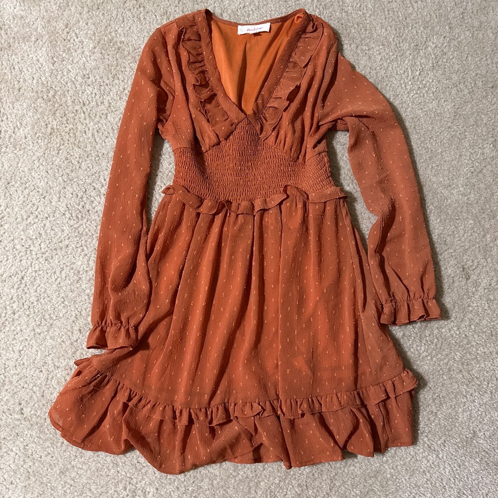 Adorable orange long sleeve dress